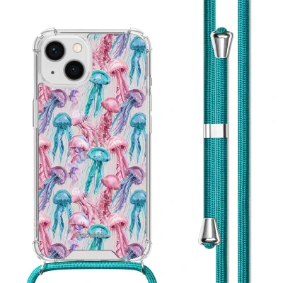 Afbeelding van Apple iPhone 14 Hoesje Kunststof iMoshion Softcase/Koordhoesje/Backcover Jellyfish Watercolor Telefoonhoesje
