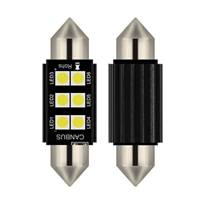 Afbeelding van 2PCS FASTCAR FESTOON 6418 6423 6461 1.53 inch C5W 39mm LED zuiver wit Canbus SMD kentekenplaatverlichting DC12V