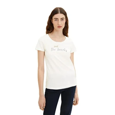 Afbeelding van TOM TAILOR Dames T shirt 1036193, 10315 Whisper White, S
