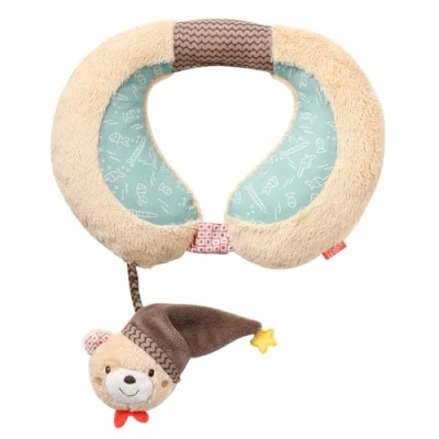 Afbeelding van Fehn 060645 Nackenstütze Bär Nackenkissen mit kleinem Rassel Tier Ergonomische Form des Nackenhörnchens stützt, entlastet und bietet sicheren Halt in Auto, Babyschale oder Kinderwagen