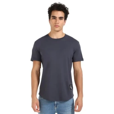 Afbeelding van Calvin Klein Jeans Badge TURN UP Sleeve Tshirt basic, Heren, Maat: XS, India ink
