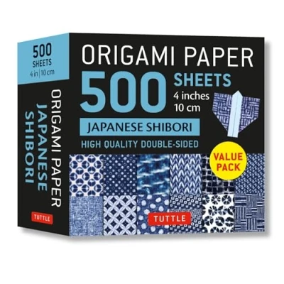 Afbeelding van Origami Paper 500 Sheets Japanese Shibori 4&quot; (10 cm): Tuttle Paper: Double Sided Printed with 12 Different Blue &amp; White Patterns