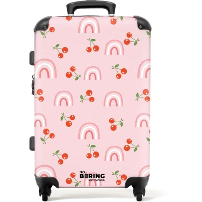Afbeelding van NoBoringSuitcases.com® Kinderkoffer groot Kindertrolley koffer Regenbogen Kersen Rolkoffer lichtgewicht Reiskoffer met 4 wielen Grote trolley XL 20 kg bagage