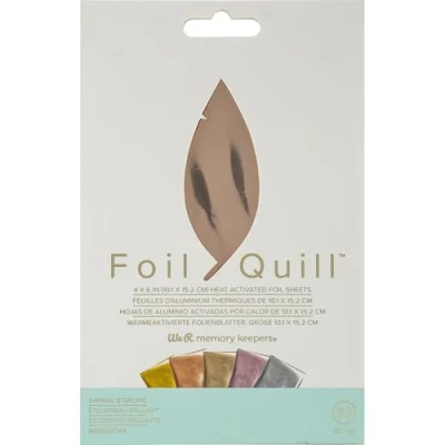 Afbeelding van We R Memory Keepers Warmtegeactiveerde folie, glanzende spreeuw, set van 30 vellen in 5 kleuren, 10 x 15 cm, gebruik met ganzenveer om versieringen en ontwerpen te creëren