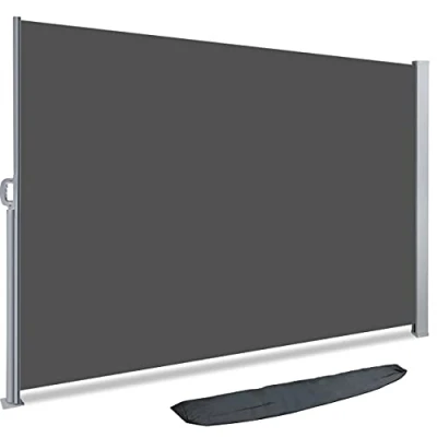 Afbeelding van VOUNOT Zijluifel, uittrekbaar, voor balkon, tuin en terras, inkijkbescherming, windscherm, waterdicht, zonwering, 140 x 300 cm, grijs