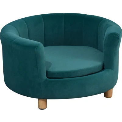 Afbeelding van PawHut hondenbank met zachte bekleding rond hondenbed houten poten D04 148
