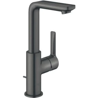 Afbeelding van Grohe lineare 1 gats wastafelkraan l size met waste draaibare gegoten uitloop brushed hard graphite 23296al1