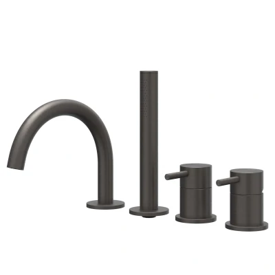 Afbeelding van IVY Concord badrandcombinatie 4 gats draaibare uitloop RVS 316 Geborsteld carbon Black PVD Tijdloze uitstraling
