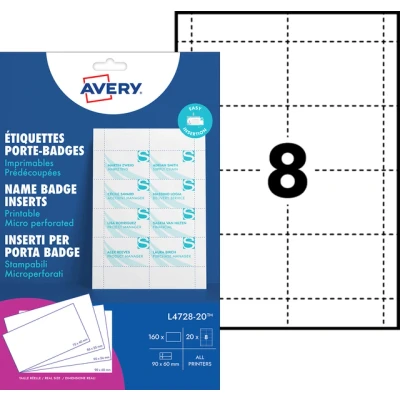 Afbeelding van Badgekaart Avery L4728 20 60x90mm microperforatie