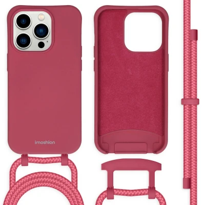 Afbeelding van Apple iPhone 14 Pro Hoesje Siliconen en TPU (zacht) iMoshion Softcase/Koordhoesje/Backcover Donkerrood Telefoonhoesje