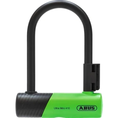 Afbeelding van ABUS Beugelslot 410K Ultra voor fiets en e scooter, handig robuust fietsslot met praktische houder transport, fietsaccessoires, variant 150HB140, groen + cobra 10/120
