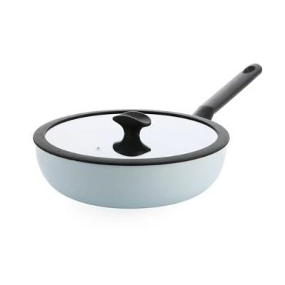 Afbeelding van BK Enjoy wok Ø 28cm deksel PFAS vrij lichtblauw koelgrepen ovenbestendig tot 160