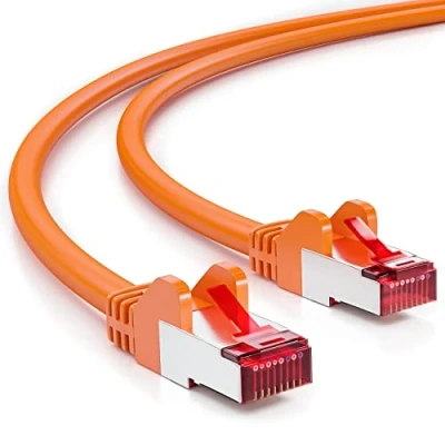 Afbeelding van deleyCON 20m CAT6 Patchkabel S/FTP PIMF Afscherming CAT 6 RJ45 Netwerkkabel Ethernetkabel LAN DSL Switch Router Modem Access Point Patchvelden Oranje