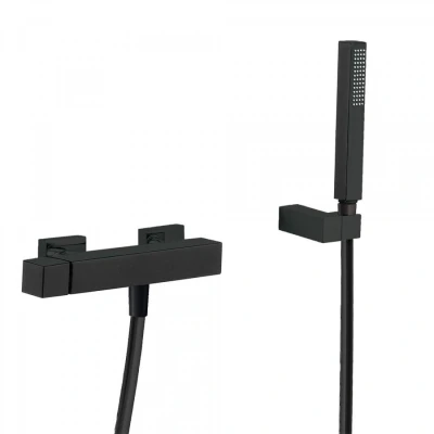 Afbeelding van Douchemengkraan Tres Cuadro met Handdouche 25.4x7.7 cm Vierkant Mat Zwart