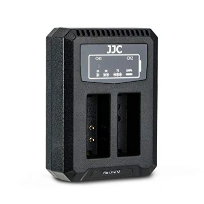 Afbeelding van JJC USB dubbele oplader acculader voor Canon EOS M, M2, M10, M50, M100, M200, 100D camera‘s LP E12 accu
