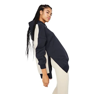 Afbeelding van Trendyol Marineblauw Kleurenblok Breed In Mold Fleece Gebreid Sportsweatshirt Twoss22Sw0074