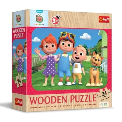 Afbeelding van Trefl Houten puzzels: Cocomelon, Vrolijke Cocomelon 24 stukjes, Wooden Puzzle puzzel, Afgeronde randen, Decoratief patroon op de achterkant, voor kinderen vanaf 3 jaar