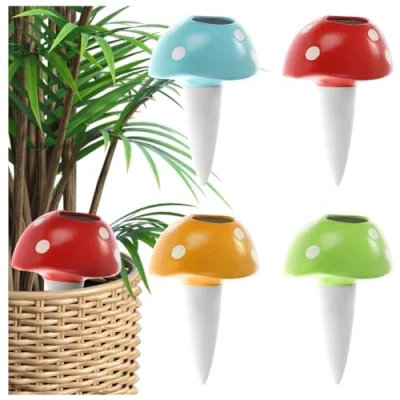 Afbeelding van COM FOUR® 4x automatische bewatering voor kamerplanten waterdispenser planten kleikegels het bewateren van bloemen hydrospikes (04 stuks champignons)