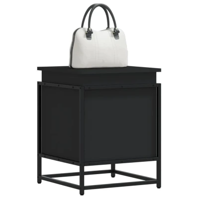 Afbeelding van Opbergbox met deksel 40x40x51,5 cm bewerkt hout zwart