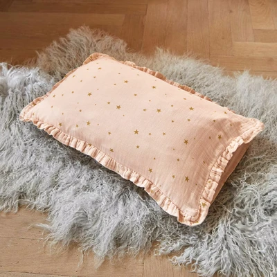 Afbeelding van LOBERON Kussenhoes Vianne roze/goudkleurig