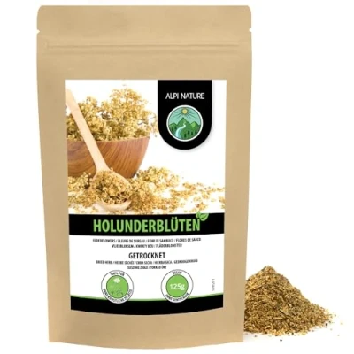 Afbeelding van vlierbloesemthee, ingewreven vlierbloesem, zacht gedroogde 100% puur en natuurlijk (125 GR)