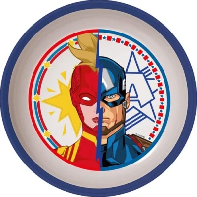 Afbeelding van Marvel Avengers Captain America blauw witte plastic kinderkom met antislipbodem