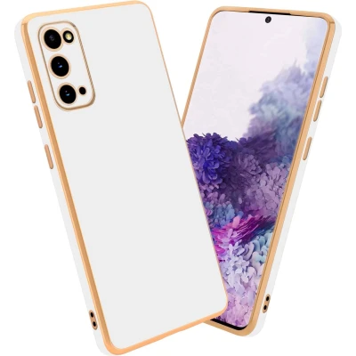 Afbeelding van Cadorabo Hoesje geschikt voor Samsung Galaxy S20 in Glossy Wit Goud Beschermhoes Case Cover van flexibel TPU silicone en met camerabescherming