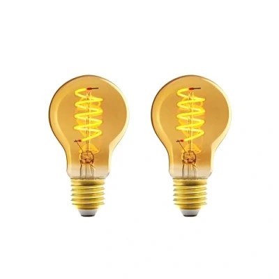 Afbeelding van Amazon Basics Ledlampen, 2 stuks, E27, antieke stijl, retro, amberkleurig glas, vintage, A60, 4 W (vervangt 25 W), 1800 K, ultrawarm licht