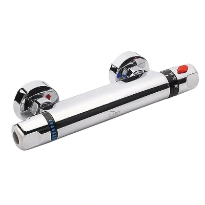Afbeelding van Thermostatische douche accu, 2 greps wandthermostaatdouchekraan warm koud water douchekraan temperatuurregelventiel menger douchethermostaat voor badkamer, badkuip