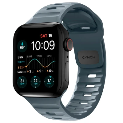 Afbeelding van Apple Watch bandje Synthetisch rubber Donkerblauw Geschikt voor Series 1 9 / SE