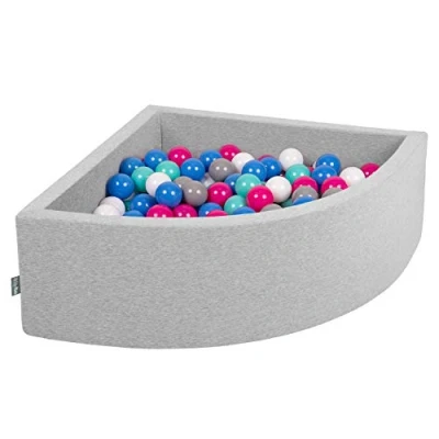 Afbeelding van KiddyMoon Schuim Ballenbak Voor Kinderen Met Ballen ∅ 7 Cm Gemaakt In EU, Lichtgrijs:Wit Grijs Blauw Donkerroze Lichtturkois,90X30cm/200