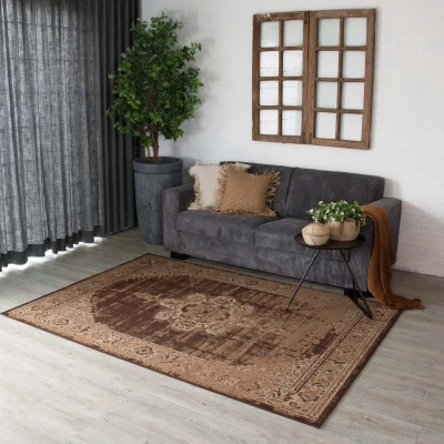 Afbeelding van Vintage Vloerkleed Numisma Joy De Vivre Bruin 80x150 Cm