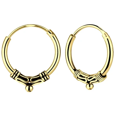 Afbeelding van JoyS Zilveren Bali oorringen 12 mm 14k goudplating t61