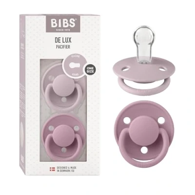 Afbeelding van BIBS De Lux Speen verpakking van 2 stuks. BPA vrij, Ronde speen. Siliconen, Eén maat, Dusky Lilac/Heather