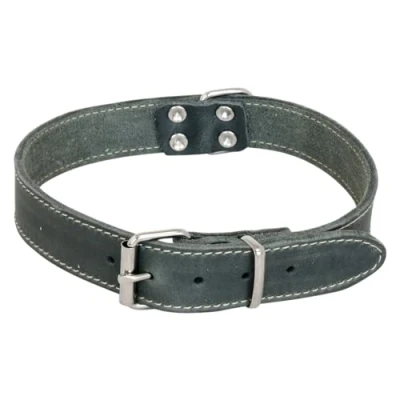 Afbeelding van JACK AND VANILLA, Hondenhalsband, model vet leer, kleur grijs, afmetingen 25 mm x 55 cm
