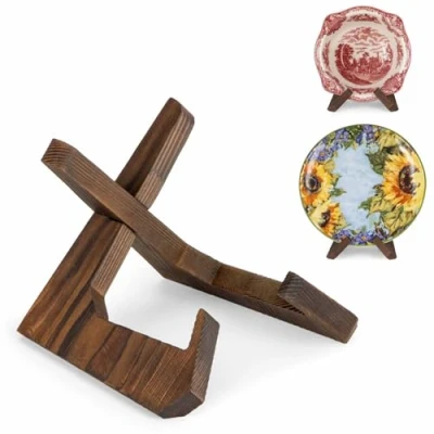 Afbeelding van ANBOXIT Plaatstandaard, 4,5 inch komstandaards voor display, houten schildersezelframehouder, displaystandaard grote diepe kommen, schalen en borden, 11,4 cm H x 15,2 B 13,7 D (voor