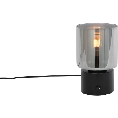 Afbeelding van QAZQA laura Art Deco Tafellamp 1 lichts H 24 cm Grijs Woonkamer Slaapkamer Keuken