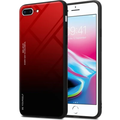 Afbeelding van Cadorabo Hoesje geschikt voor Apple iPhone 7 PLUS / 7S 8 in ROOD ZWART Tweekleurige beschermhoes