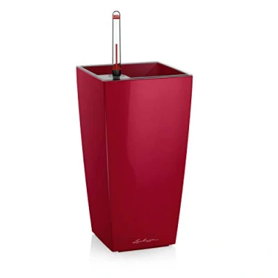 Afbeelding van Lechuza Maxi Cubi Tafel bloempot Scharlakenrood hoogglans