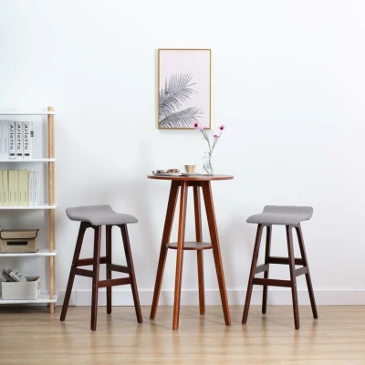Afbeelding van Barstoelen 2 st stof lichtgrijs