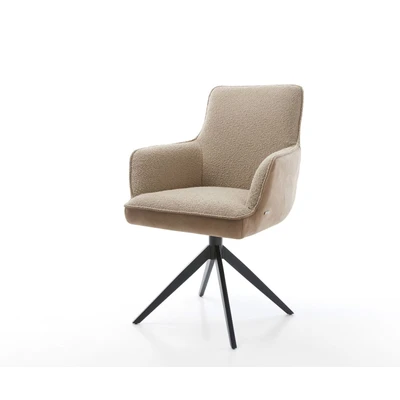 Afbeelding van DELIFE Draaistoel Heira Flex met armleuning materiaalmix mud kruisframe breed zwart 360 draaibaar rocker functie pocketveer kern