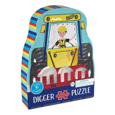 Afbeelding van Floss &amp; Rock Puzzel Silhouet Graafmachine (12 stukjes)