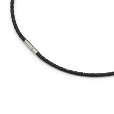 Afbeelding van Boccia 0835 01 Ketting leder titanium zwart zilverkleurig