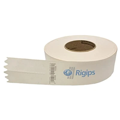 Afbeelding van Rigips® papieren voegendekstrips, 52 mm x 75 m rol, wapeningsstrips, scheurvast, voegband voor gipsplaten die gestuukt moeten worden