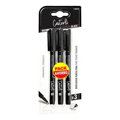 Afbeelding van Casterli Permanente marker fijne punt 0,4 mm (0,4 mm, zwart 3 stuks)