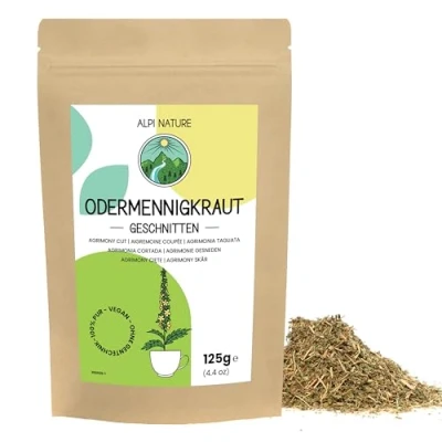 Afbeelding van agrimoniethee 125g van Alpi Nature, losse thee, agrimoniekruid gedroogd en gesneden, Agrimonia Eupatoria voor het bereiden kruidenthee