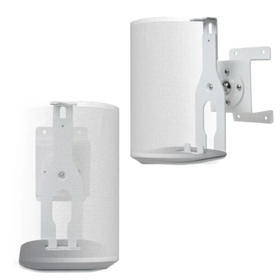 Afbeelding van shinar Metalen muurbeugel, set van 2 stuks, compatibel met Sonos Era 100, One, One SL en Play:1 draaibaar tot 360, kantelbaar 70/+70 rotatie zonder stelschroeven, kabelmanagement, wit