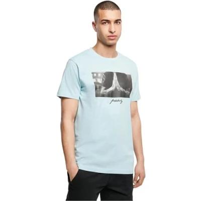 Afbeelding van Mister Tee PRAY Tshirt print, Heren, Maat: Small, Ocean blue