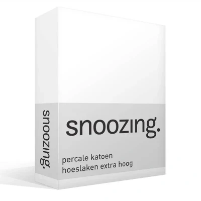 Afbeelding van Snoozing Hoeslaken Extra hoog Tweepersoons 150x200 cm Percale katoen Wit