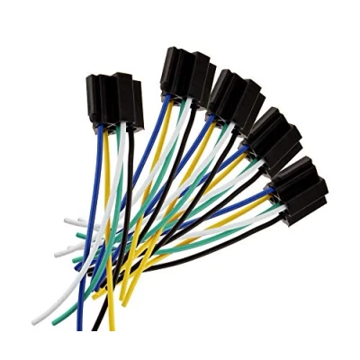 Afbeelding van 5X Pre Wired 5 Pin Relais Sockets DC 12 V Auto SPDT Automotive Draden w/Harness Socket 30/40 Amp